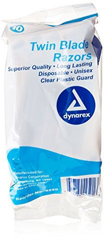 Dynarex DynaCare Twin Blade, Blue, 1 Box of 50 Twin Blade Razors