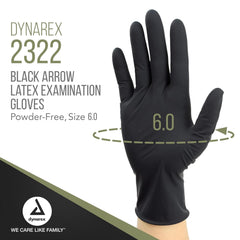 Dynarex Black Arrow Disposable Latex Exam Gloves, Powder-Free, Used in Healthcare and Professional Settings, Law Enforcement, Tattoo, Salon or Spa, Black, Medium, 1 Box of 100 Pairs
