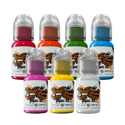 7 Color Simple Set - World Famous Tattoo Ink - 1/2oz